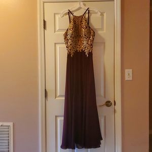 Xscape, size 8, deep purple and gold